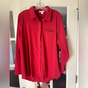 Athleta XL Red Urbanite Collared Tunic Shirt